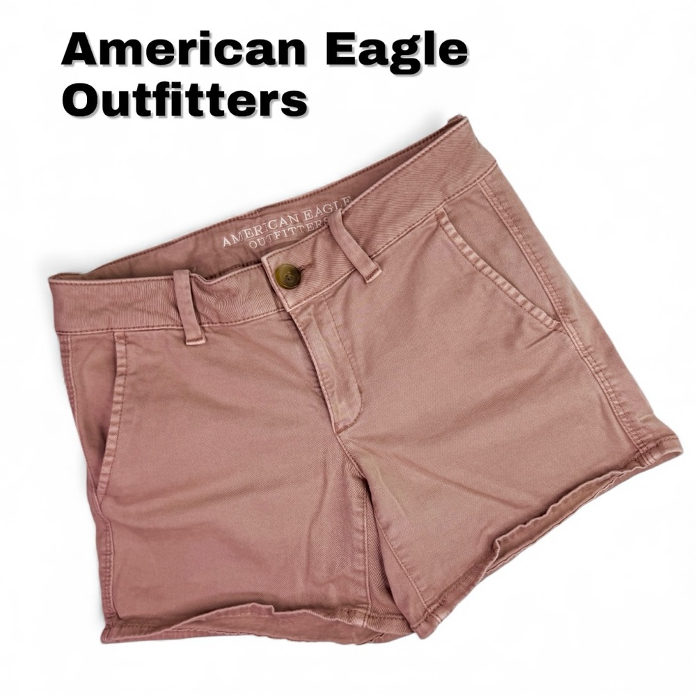 American Eagle Outfitters Women's Dusty Pink Midi Jean Shorts